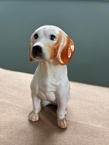 Vintage Bone China Beagle Dog Figurine Sitting Porcelain 3”