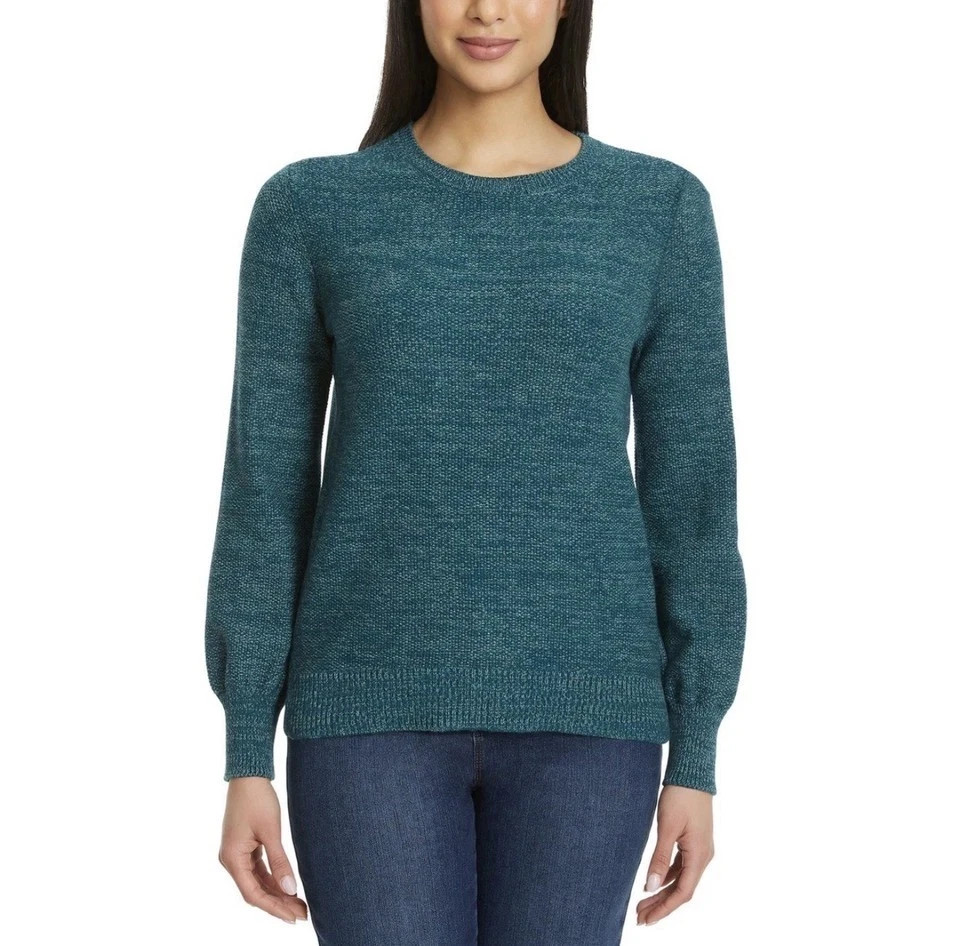 Gloria Vanderbilt Womens Sweater Crewneck Long Blouson Sleeves   S