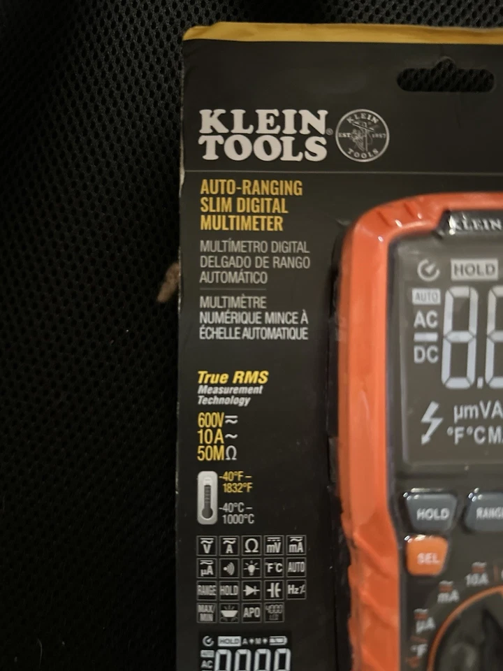 Multímetro digital delgado de rango automático Klein Tools MM450 600V 10A 50 ohmios TRMS nuevo Foto 2 de 4
