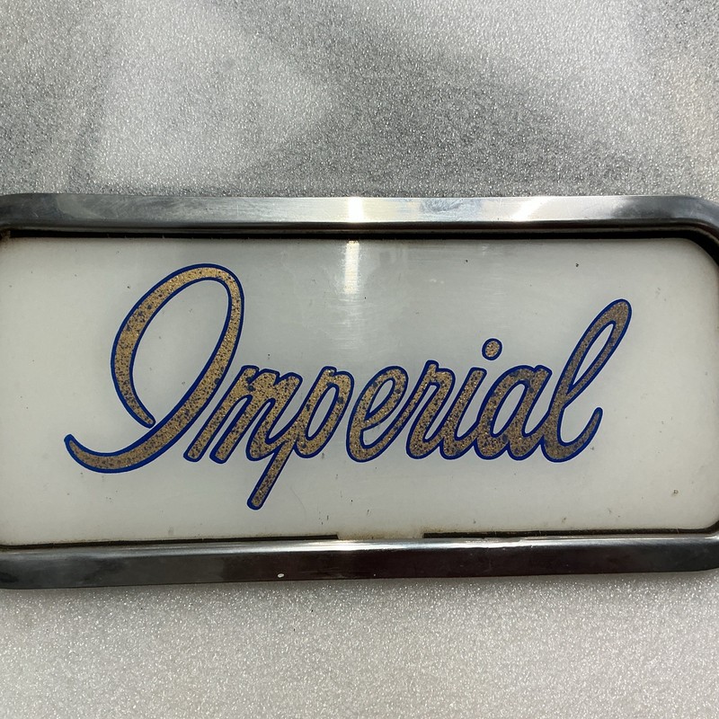 Atlantic Imperial Vintage 1950’s Glass Gas Pump Insert Sign With Metal Trim