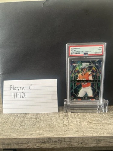 2024 PANINI PRIZM BO NIX #11 PRIZMATIC-GREEN PRIZM (RC) PSA 9