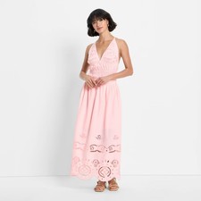 Women's Eyelet Maxi A-Line Dress - Future Collective Light Pink XL