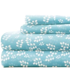 4 Piece Full Bedding Sheet Set (Pale Blue Wheatfield) - Sleep Better Than Eve...