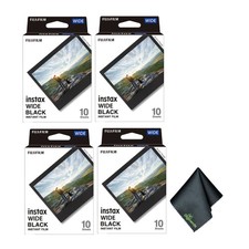 Fujifilm Instax Wide Black Instant Film 40 Exposures Microfiber Cleaning Cloth