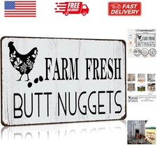 Funny Chicken Gifts Chicken Farm Fresh Butt Nuggets Tin Sign for Home Farm Ch...