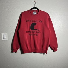 Vintage 90s Cats Sweatshirt Men  s Size Medium Red Funny Humor Crewneck Pullover