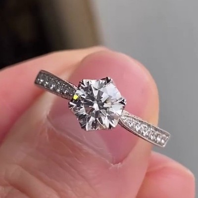 2.45 TCW Round Cut Moissanite Classic Engagement Ring 14k White Gold Plated