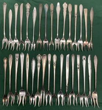 30 Antique to Vintage 2-PRONG SEAFOOD COCKTAIL FORKS Silverplatef Mix