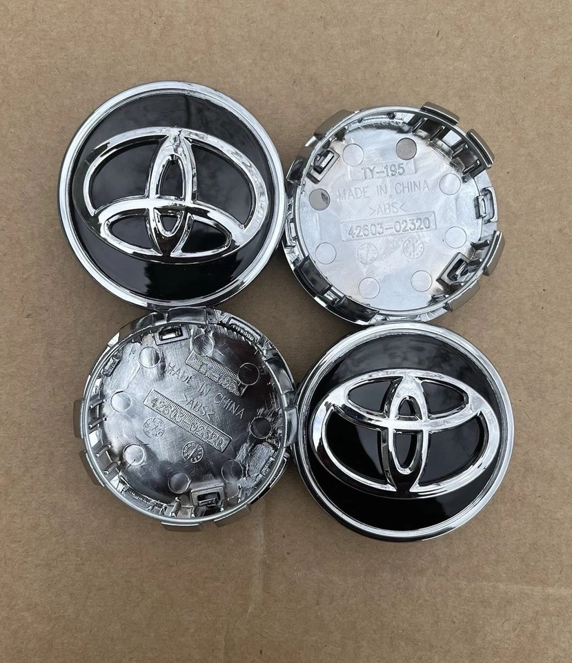 Tapacubos centrales de rueda negros Toyota 62 mm 4 piezas, Camry Avalon RAV4 C-HR PriusVS Corolla Foto 2 de 4