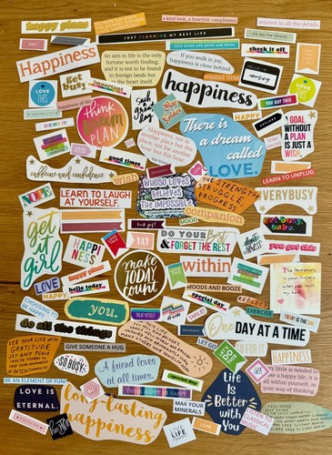 100 Cut-out Words & Phrases Junk Journal Gratitude Love Friend - Exact Items