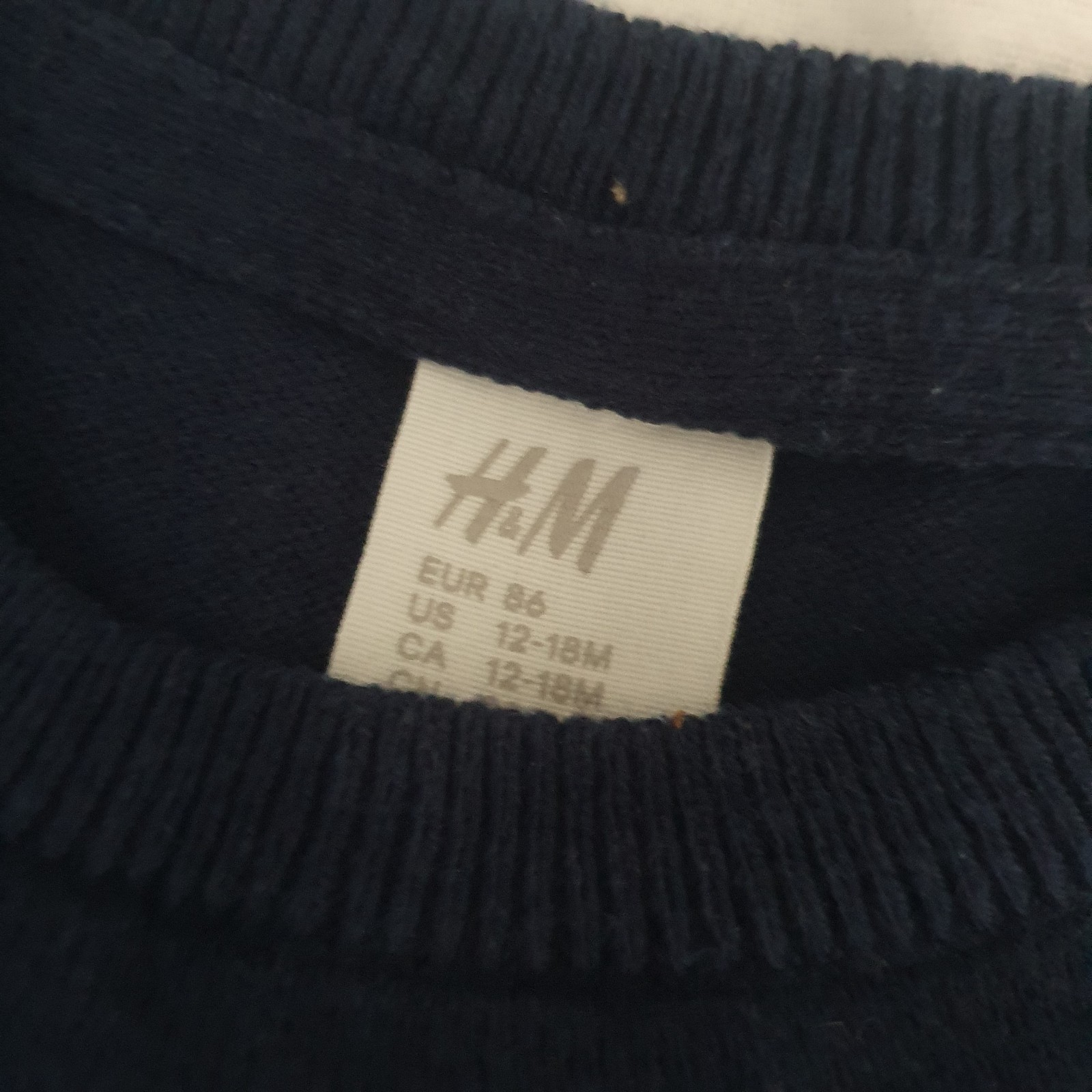 H&M 12-18 Months Navy Crew Neck Jumper with Bear Image Used image 4