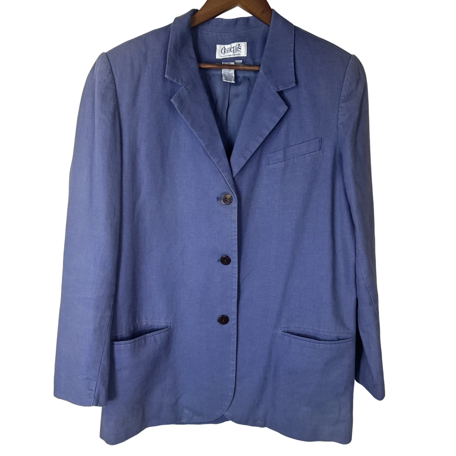 VETEMENTS Blazer vintage Elements donna 12 blu lino misto cotone giacca leggera anni 90