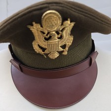 US WW2 AAC USAAF Officer's TRUE CRUSHER Visor Hat Cap Named Size 7 3/8