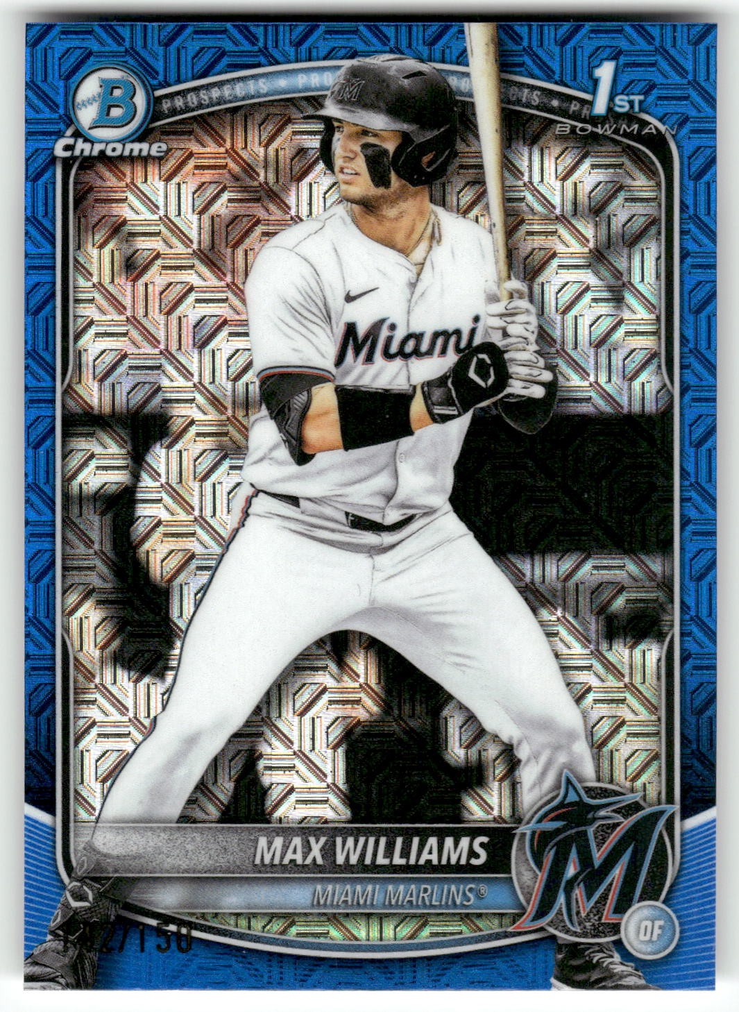 2025 Bowman Draft Max Williams Chrome Blue Mojo Refractor 1st #/150 Marlins
