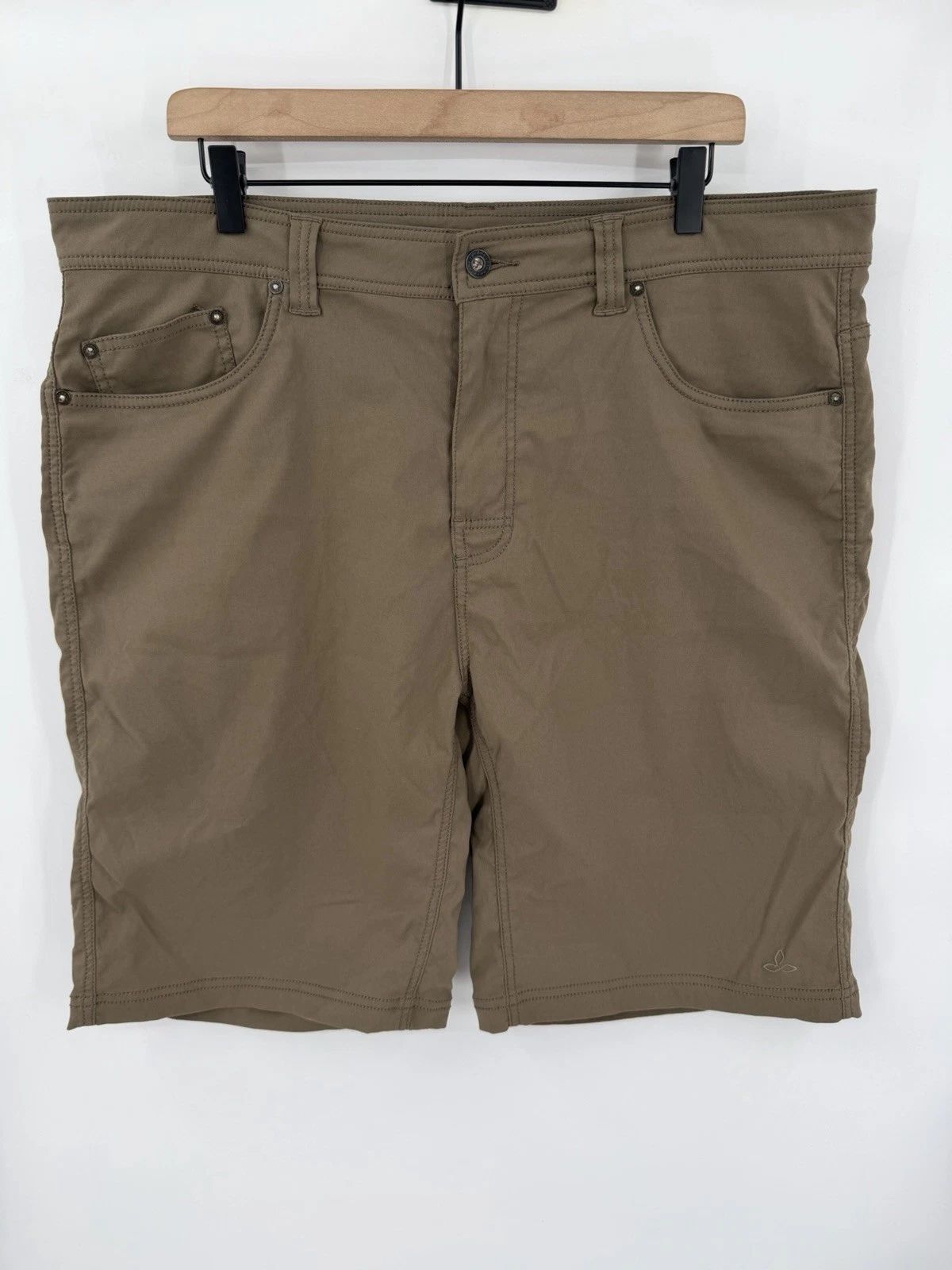 prAna Stretch Brion Shorts Mens 38 Standard Fit Chino Hiking Outdoor Beige
