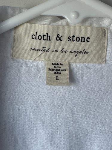 Cloth & Stone 100% Linen Anthropologie Button up Shirt Women’s Large White - Picture 3 of 8