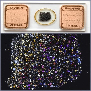 Hensoldt Antique Microscope Slide. Braunfels Meteorite Section
