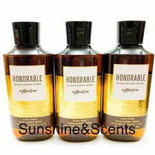 3-PACK Bath Body Works HONORABLE FOR MEN 3-in-1 Hair Face Body Wash Shower Gel