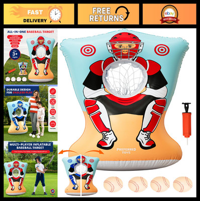 Inflatable Baseball Pitching Target Game for Kids - Indoor/Outdoor Toss Toy, 4 B