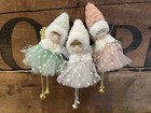 Lot of 3 Sweet Little Angel Ornaments Tulle Fabric Skirts Jingle Bell Legs