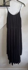 $325 Ulla Johnson Luella Shirred Pleated Spaghetti Strap Black Slip Dress Size 2