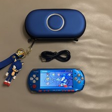 Sony PSP 3000 Console Sonic Theme 🔵 64GB Storage + NEW Battery + Charger + Case