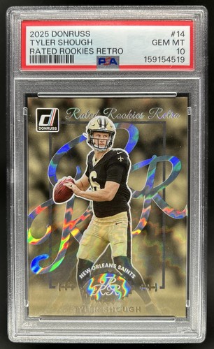 2025 Panini Donruss Tyler Shough Rated Retro RC #14 Saints PSA 10 Rookie