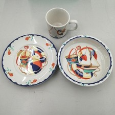 Tiffany Co Seashore 3pc Baby Dish Set Plate Mug Bowl Made in Japan