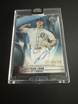 2025 Topps Chrome Black Jackson Jobe Auto RC Blue Refractor #020/150 Tigers