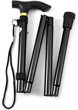 Adjustable Lightweight Folding Aluminum Walking Stick with Non-Slip Rubber Base