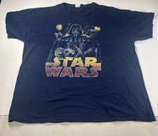 Star Wars VTG Darth Vader T Shirt Large Fruit of the Loom Graphic Tee Navy Y2K