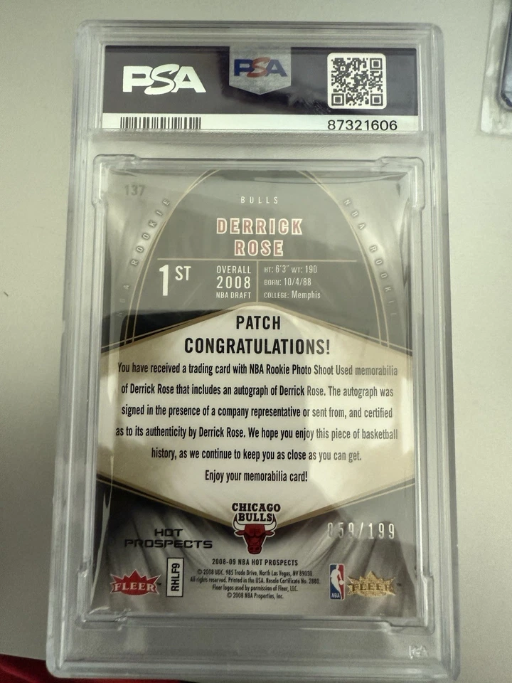 2008-09 Fleer Hot Prospects - Rookie Derrick Rose #137 /199 (AU, MEM, RC) - Image 2 of 2