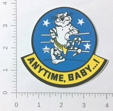 Vintage Anytime Baby Cat Nose Art Military Emblem Advertising Sticker Decal