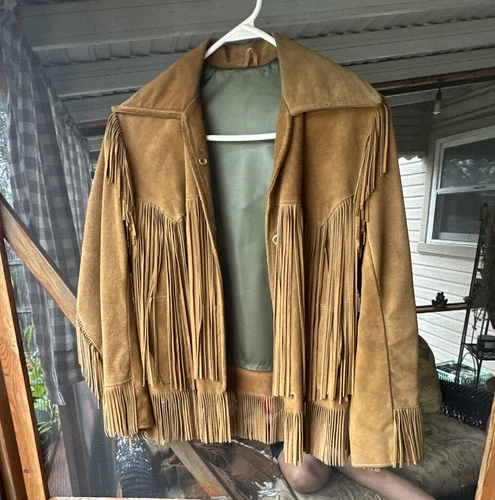 VTG 60s-70s Buckboard Woman’s Leather Fringe Western Snap Front Lined Jacket - product listing photo