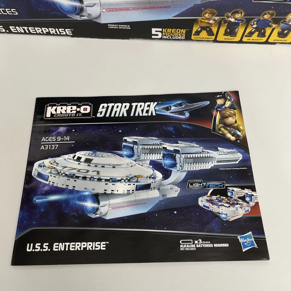 Star Trek USS Enterprise KRE-O A3137 Hasbro 432 шт + 5 Kreon минифигурки открытая коробка - Изображение 4 из 4