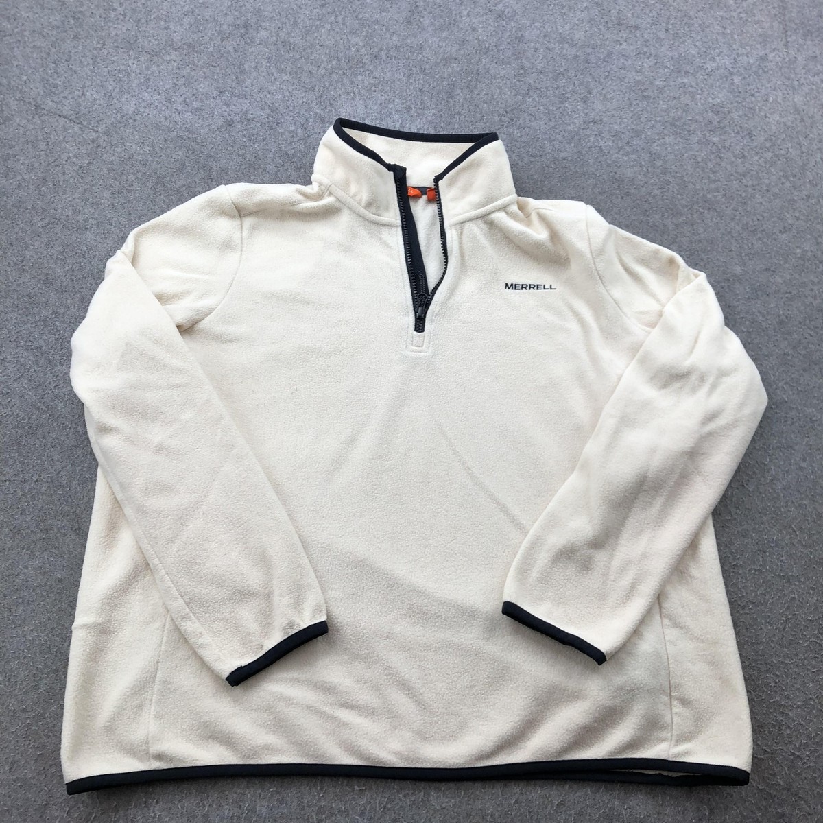 Merrell Pullover Mens XL Cream Fleece Quarter Zip Jacket Outdoor
