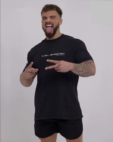 Men's New Trendy Printed Casual Fitness Gym Oversized Cotton T-Shirt For Summer - Picture 2 of 11