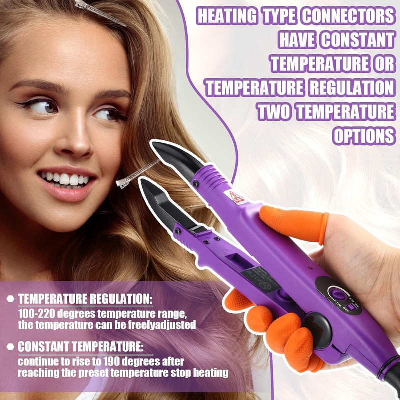 Lothee Fusion Hair Extension Heat Iron with Keratin Beads, Glue Purple