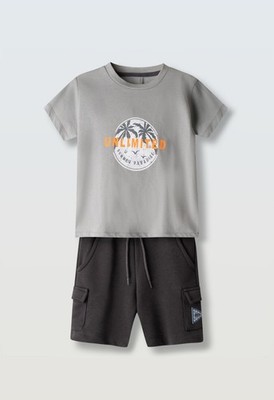 NEW Bequemes Sommer 2-tlg Set für Jungen im sportlichen Look Modern 100% Cotton