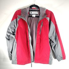 Columbia Youth Boys Red Gray Hooded Windbreaker Jacket