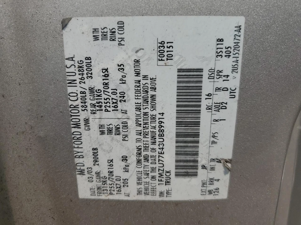 Used A/C Condenser fits: 2003 Ford Explorer integral AC 6 cylinder 2 Dr Sport pa - Image 2 of 4