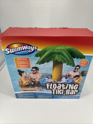 Swimways Floating Tiki Bar Pool Float 4ft Inflatable Cooler Beverage Station NIB