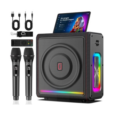Karaoke Machine with 2 Wireless Mics | Bluetooth 5.3 Speaker with Bass/Treble...