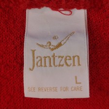 Vtg 70s-80s Jantzen Womens L Terry Cloth Resort Top Red Made In USA Diving Girl