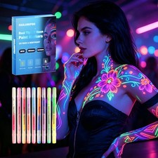 18 Colors Glow in the Dark Face Body Paint,Neon Multicolor A
