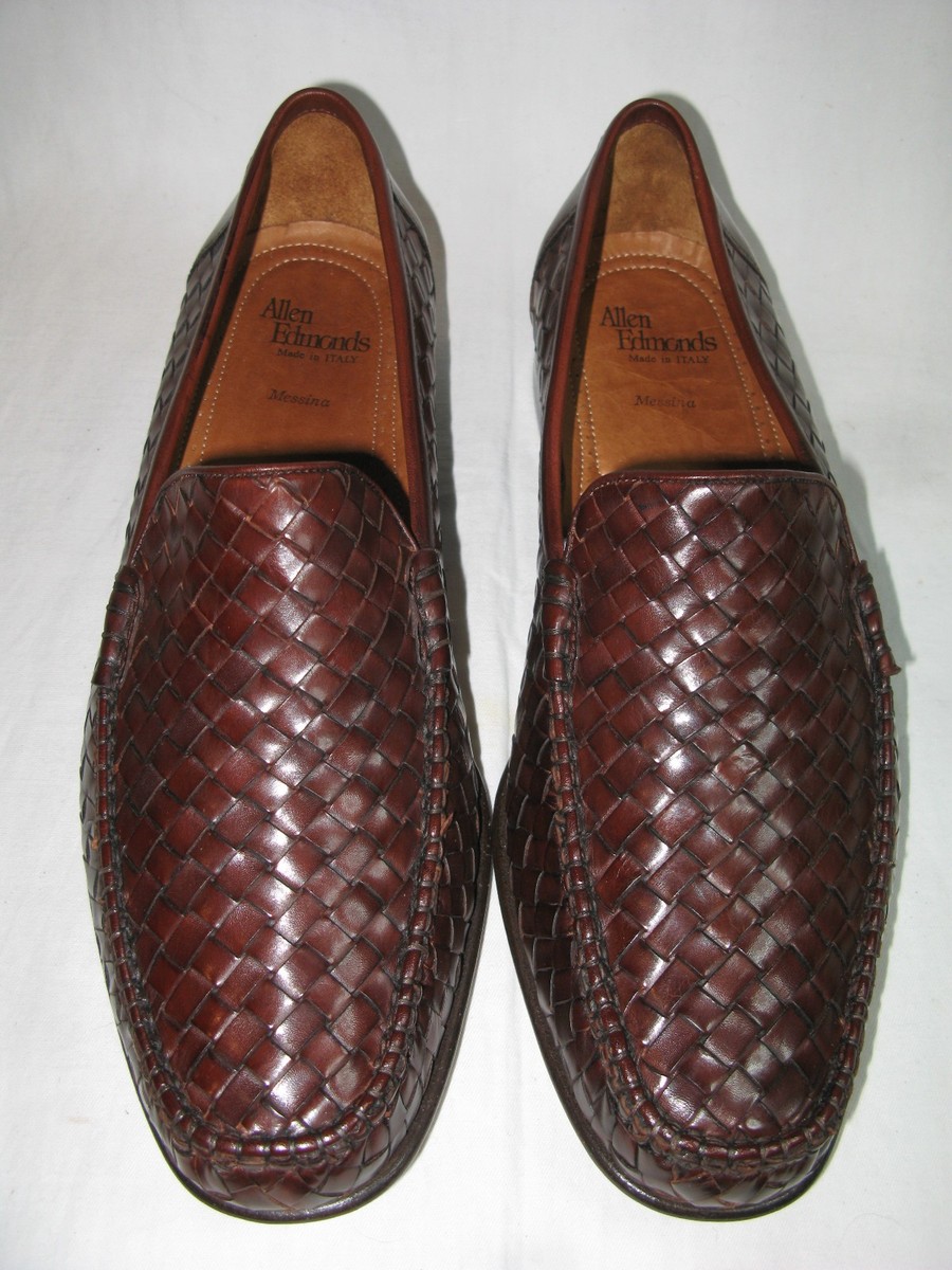 ALLEN EDMONDS MENS MESSINA SIZE US10.5B BROWN LEATHER WOVEN LOAFERS ITALY NEW Allen Edmonds Messina Italian Loafers Dress Shoes Men  main image 3
