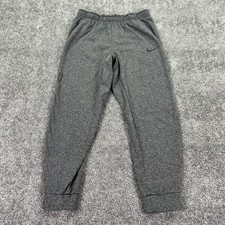 Nike Jogger Pants Mens XL Gray Dri-Fit Fleece Tapered Elastic Waist Casual Logo