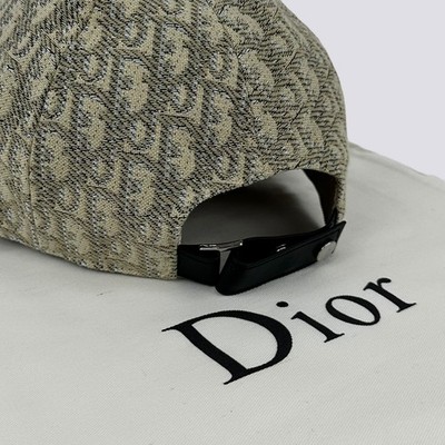 Dior Oblique Monogram Logo Cotton Canvas Baseball Cap Hat Beige