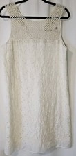 Chelsea & Violet Cream Floral Lace Shift Dress Large Bohemian Themed