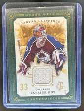 2008-09 Upper Deck Masterpieces Patrick Roy Canvas Clippings Green Jersey #/85